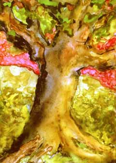 "This Old Oak" by Trudi Theisen, Monona, WI  - Wwatercolor on Yupo